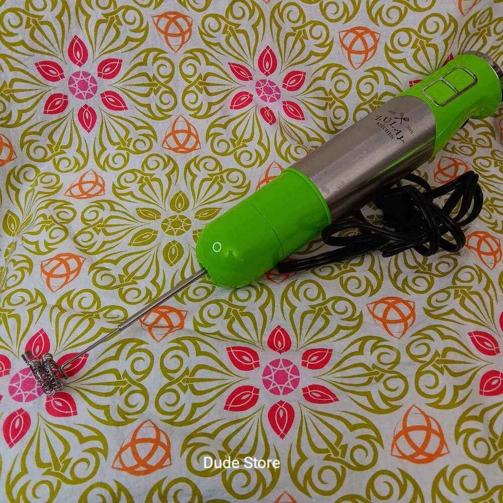 15" Zulay Kitchen Milk Frother Handheld - Drink Mixer Coffee Lattes *Neon Green